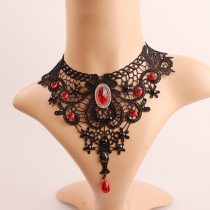 European and American style accessories wholesale black collarbone chain retro lace necklace women's V-neck flower Halloween