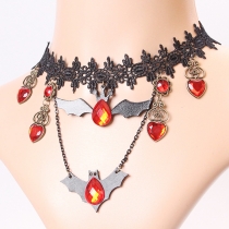 Euro-american lace necklace black bat heart Diamond retro item ornaments Halloween Day