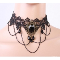 Europe and America exaggerated fashion black lace choker short necklace collarbone chain female