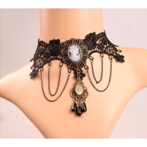 European and American retro black lace Queen Victoria necklace beauty head long money accessories clavicle accessories