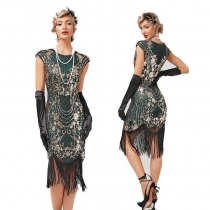 1920s vintage sequin dress handmade stapled bead Su plus-size evening dress