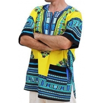 RaanPahMuang new Dashiki Hiji clothing men's European American African shirt short sleeve