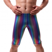 Rainbow men's medium pants intimate sexy mesh imitation leather nickel pants comfortable breathable pajama pants men