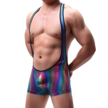 Rainbow men's jumpsuit nylon casual tight underwear suspender performance suit men