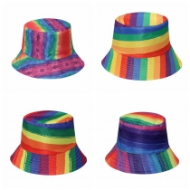 Rainbow Bucket Hats colorful striped basin hats gay rainbow fisherman hat men