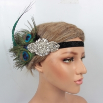 1920s peacock feather head headwear gatsby ball banquet feather headdress