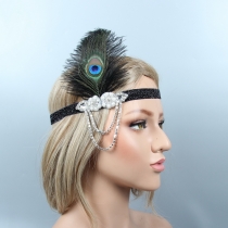 Gatsby feather headband peacock hair headband party headband