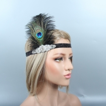 gatsby Feather headband peacock hair headdress party headband Retro style