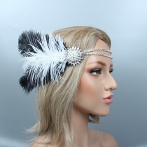 Hot selling ostrich hair retro headband fancy dress party headwear retro headband