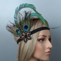 Popular party feather headband peacock hair headdress Gatsby headband handmade