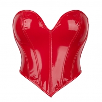 Red imitation leather PVC breast support sexy body shaping top waist sealing corset