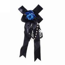 lolita Headdress Gothic Rose Pearl Ribbon Lace Flower Brooch Side clip Dual-Use as show accessories