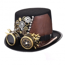 Steampunk Top Hat Gear punk rivet hat Goth glasses Magic hat Active Comic-Con accessories