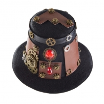 Steampunk Hat Retro lolit Small Top Hat Accessory Gear Splicing leather gay men's Party show Decorative hat