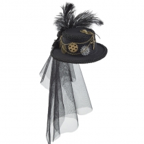 Steampunk Small Top Hat Gear Accessories Ornaments lolita Mesh gauze Dark flower party show decorative small hat