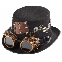 Halloween Music Festival Rave Day Prop cos Gear riveted Glasses Top Hat Retro Gothic steampunk hat