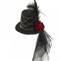 Steampunk Halloween party Goth Gear small top hat Lace Feather small hat headwear hair accessories hairpin