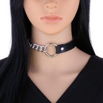 Euro-american personality cortex ring collar necklace punk metal splicing O-ring neck with neck chain collarbone chain