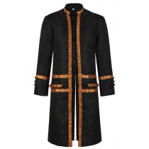 2023 new European and American men's coat solid color fashion steampunk retro men's uniform stand collar clothing
