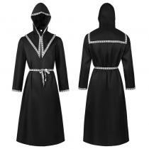2023 Europe and the United States medieval Halloween coat retro black skeleton robe cape cape daily clothing