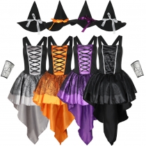 Halloween clothing purple orange sexy mesh gauze hanging witch multi -color party party cosplay performance clothing