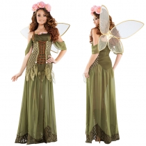 2023 Real shot code Halloween costume forest green fairy flower fairy princess angel costume DS costume