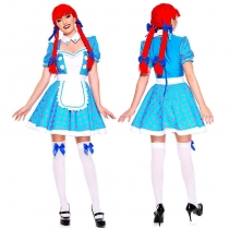 New blue cute Halloween maid clown costume club bar costume team performance costume