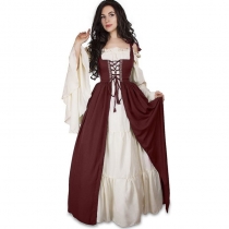 Halloween costume explosion European and American square collar bundle waist medieval Renaissance retro dress costume