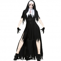 Halloween lady nun costume cosplay Vampire nun demon show costume