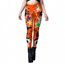 2023 Halloween new women's leggings European and American women's clothing European and American bandage printed yoga pants sports leggings