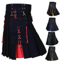 2023 new men's hot selling explosive Scottish holiday dress multicoloured medieval pleated skirt