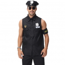 New adult male police professional role play cosplay game suit