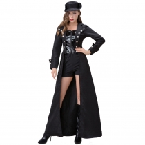 New product medieval steam pet punish zipper female adult long retro black stage performance suit