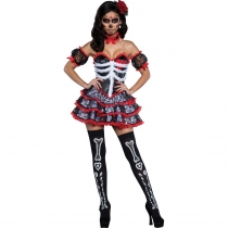 Halloween skeleton skeleton female vampire bride clothing character plays the devil clown game uniform