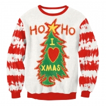 2023 new Christmas clothing fashion Christmas tree stripe digital printing clothing couple sweater