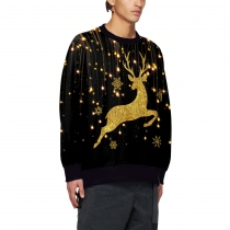 New Arrival Christmas Costume Christmas Elk Digital Printing Round Neck Sweater Fashion Casual Couple Dress