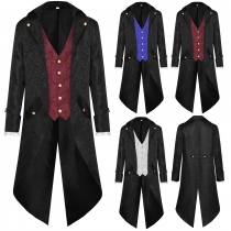 2024 new European and American menswear medieval retro clothing men's medium long punk retro tail men's