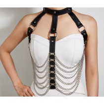 Hot -selling women's bondage clothing leather chain accessories bundle waist wind bars sexy waist seal