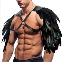 Retro medieval feather leather shoulder armor Viking chest strap Halloween character plays hot sale