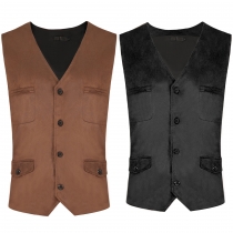 Medieval Spring and Summer Men's European and American V -neck Single Differential Dispels Outside Decoration Jacket Vest vest