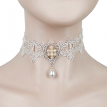European and American big -name lace necklace bride and girl pearl retro decoration accessories gravioscopy chain