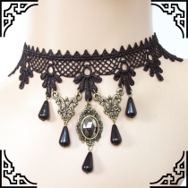 Retro black crystal lace female neck neck neck collar collar clavicle necklace