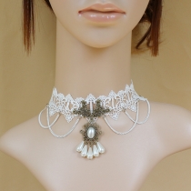 New product lace pearl necklace female short -chain clavicle export party accessories