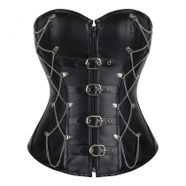 The new black zipper belt chain decorate the retro leather -style court beam body clothing punk mech style makeup ball