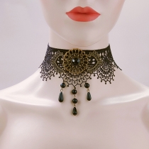 New product black lace retro alloy pearl necklace female court Gothic Pench Halloween jewelry