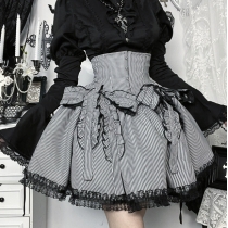 Dark striped puffy skirt 2025 new gothic style