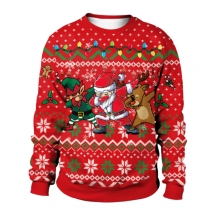 New 3D printed crew neck sweatshirt, unisex, cross-border style, Christmas couple outfit.