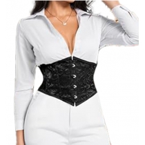 Four-buckle jacquard lace-up outerwear court-style waist belt, short, slim-fitting, shaping belt for women, herringbone waist cincher.