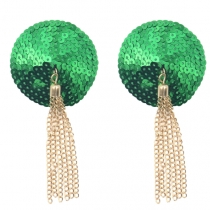 Shiny European and American style nipple stickers, leather nipple stickers, sequined metal tassel breast stickers