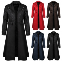 Halloween Amazon European and American style men's overcoat, solid color, fashionable steampunk retro men's uniform, stand-up collar clothing